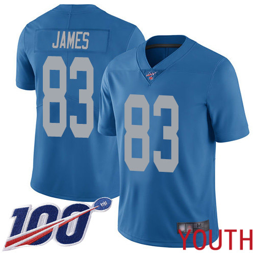 Detroit Lions Limited Blue Youth Jesse James Alternate Jersey NFL Football #83 100th Season Vapor Untouchable